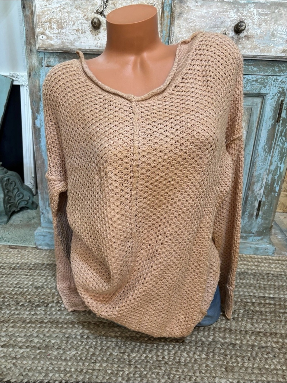 Moda Intl. Vtg. Silk Crochet Tunic Exposed Seams Sz M
